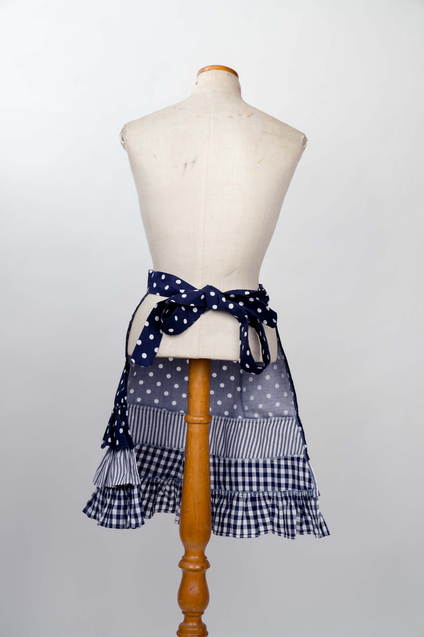 Vintage-Inspired Polka Dot Ruffled Half Apron