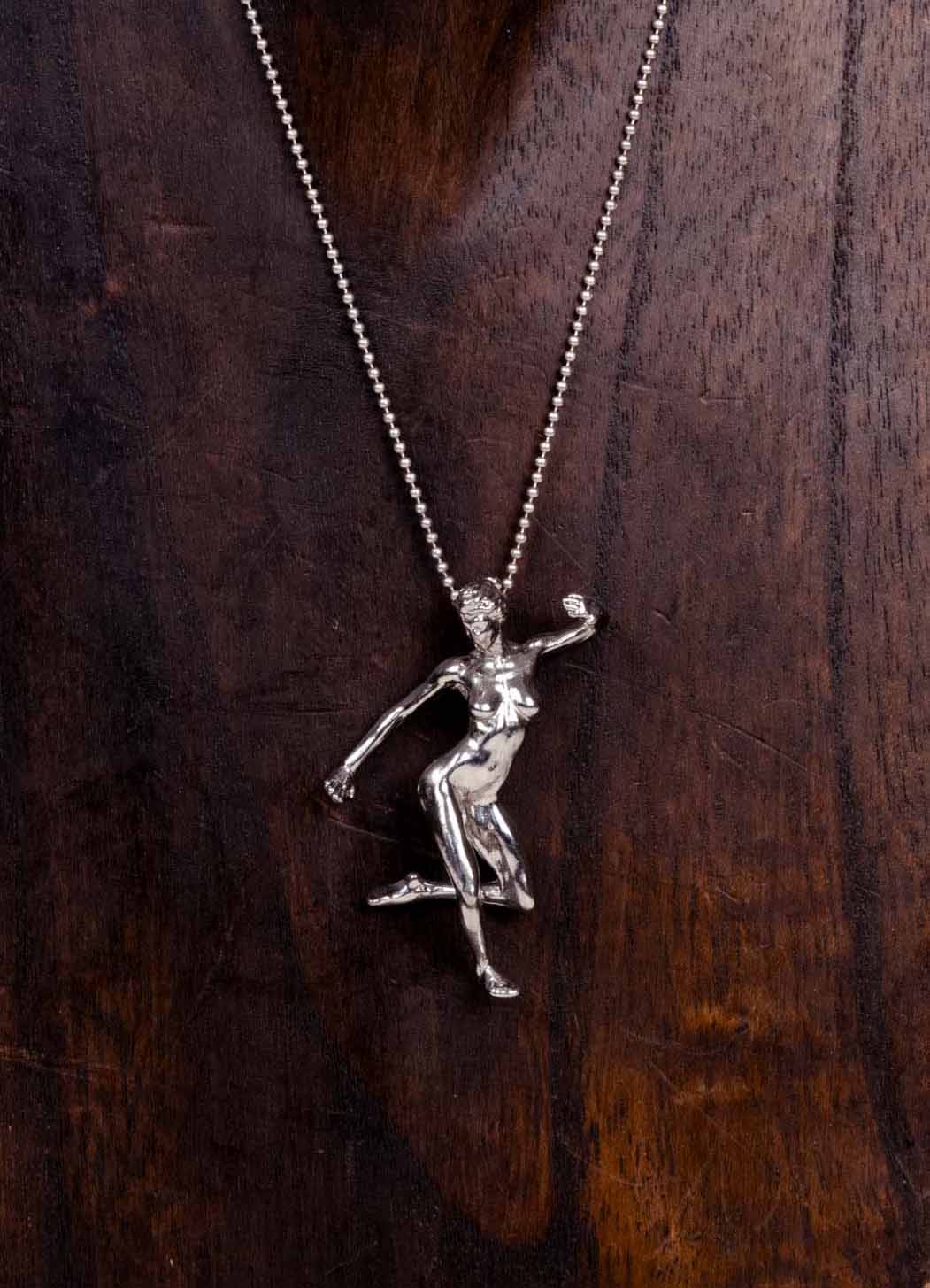 Sterling Silver Modernist Dancer Pendant Necklace