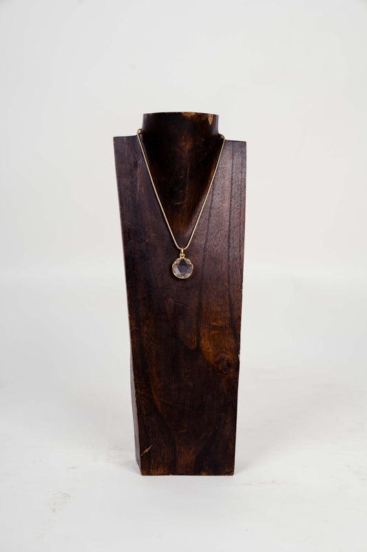 Gold-Plated Smoky Quartz Pendant Necklace