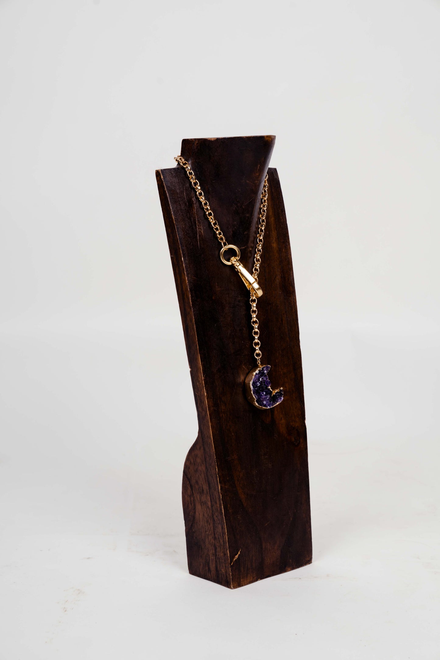 La Luna Amethyst Crescent Moon Lariat  Necklace