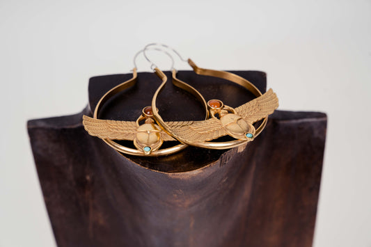 Golden Scarab Hoop Earrings