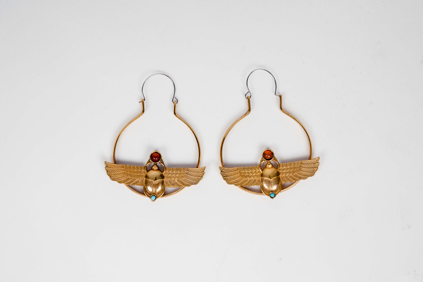 Golden Scarab Hoop Earrings