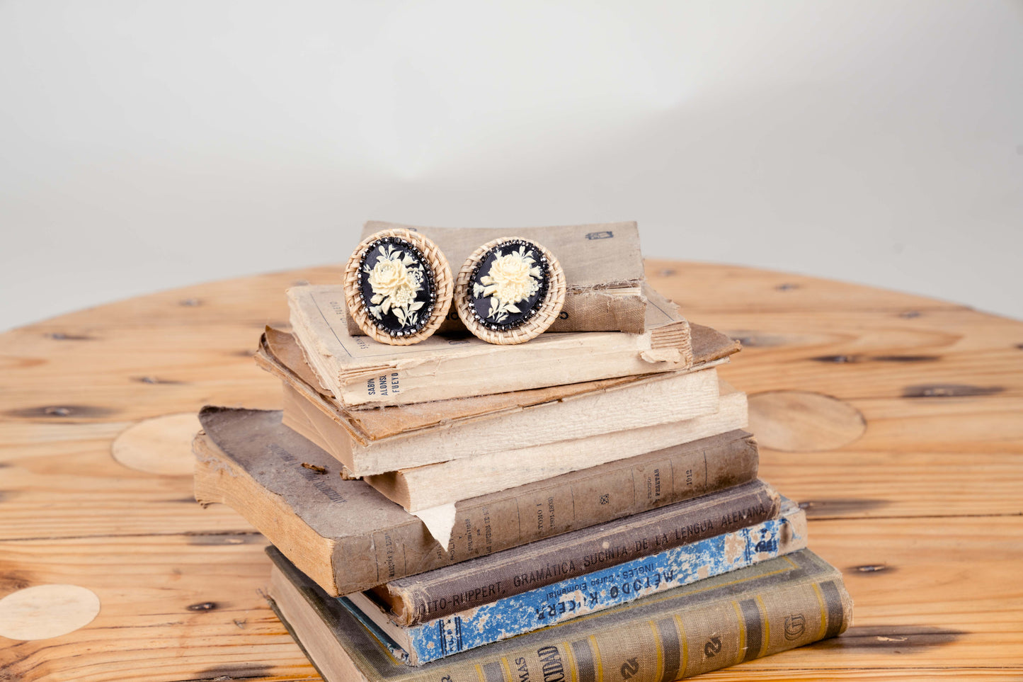 Vintage Floral Cameo  Earrings