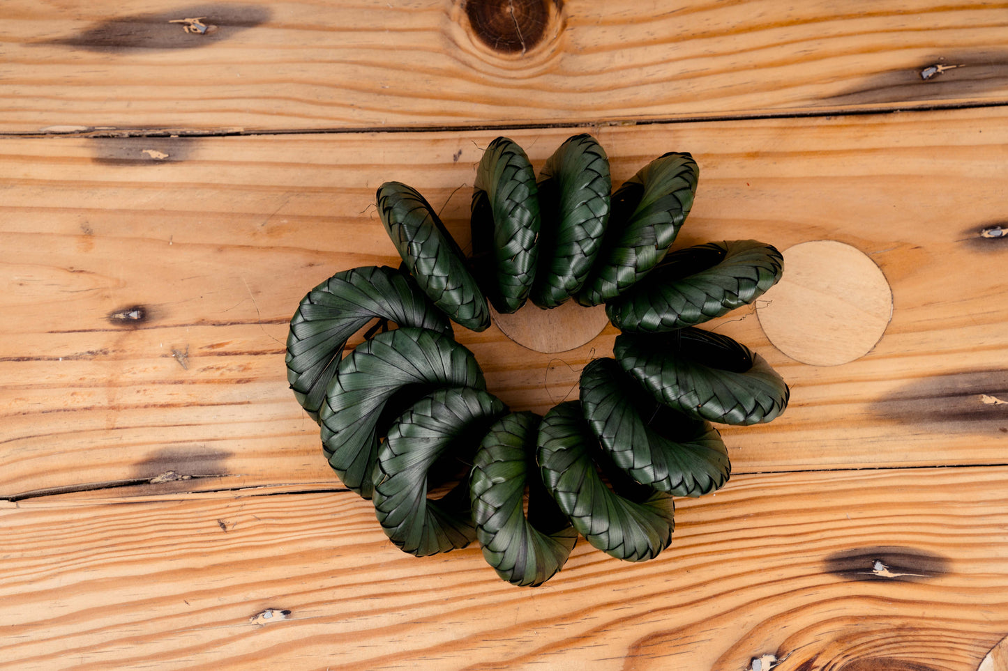 Handwoven Green Palm Leaf Napkin Rings (Set of 12)