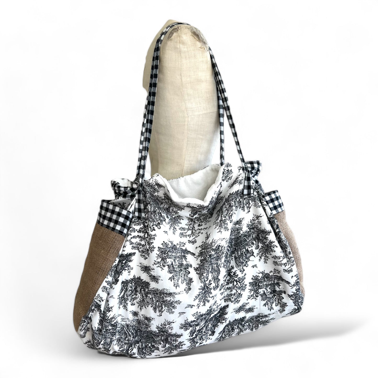 Toile & Gingham Rustic Tote