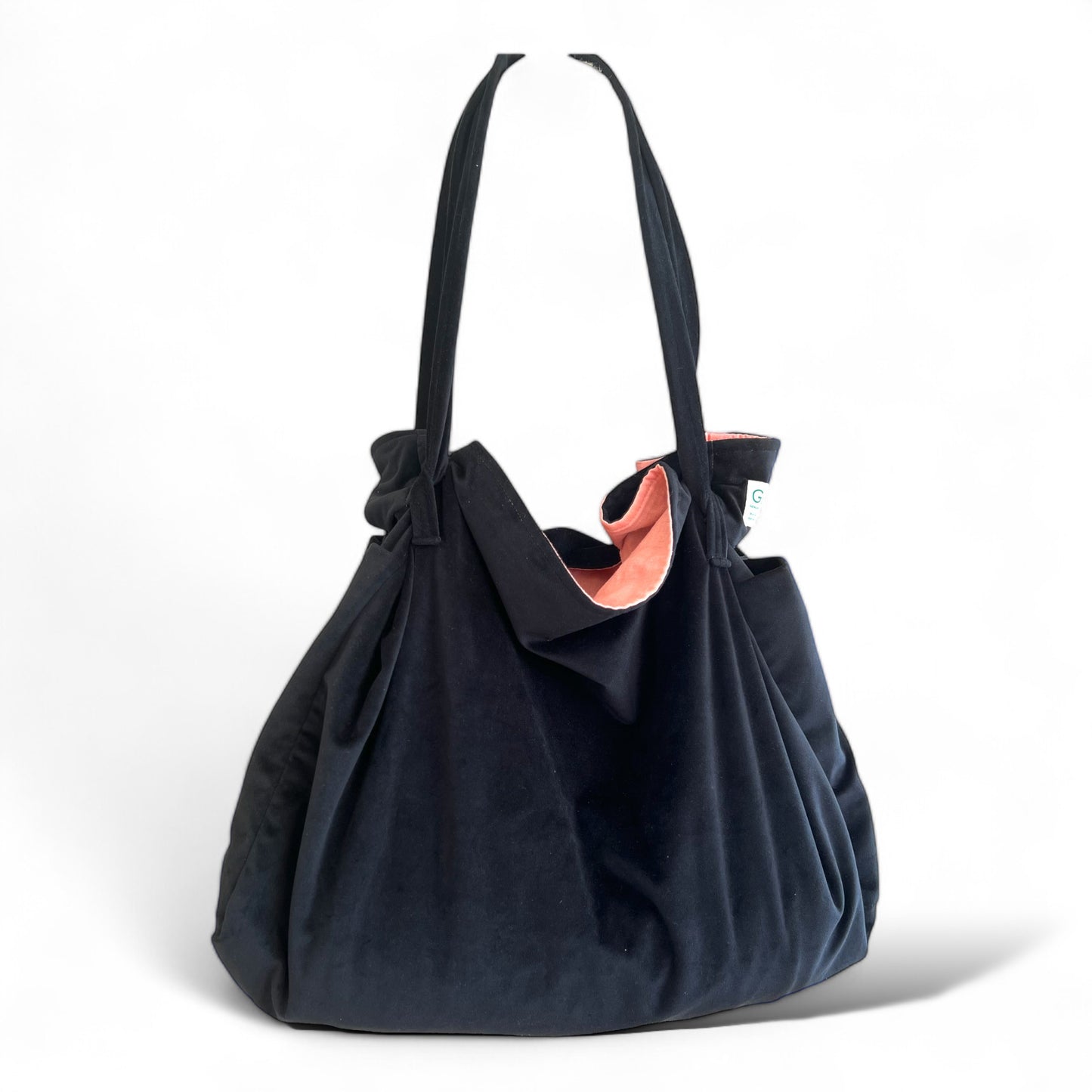 Black Velvet & Coral Tote